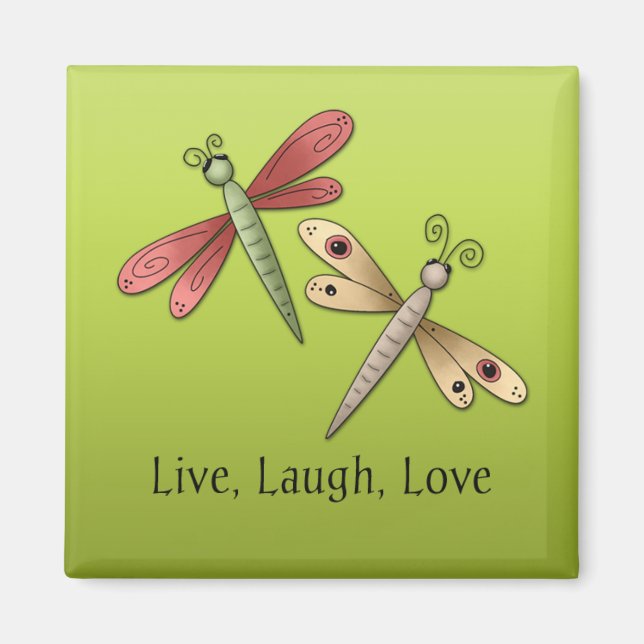 Íman Dragonfly Live Laugh Love Magnet (Frente)