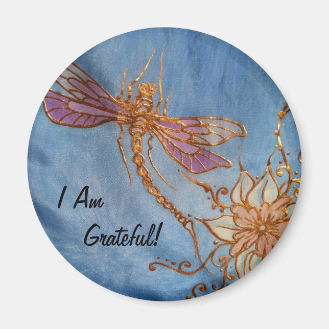 Íman Dragonfly Magnet: Eu sou Grateful! (Frente)