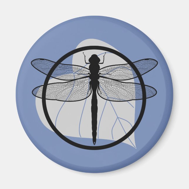 Íman Dragonfly on Leaf Drawing - Willife Circle Series (Frente)