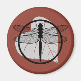 Íman Dragonfly on Leaf Drawing - Willife Circle Series