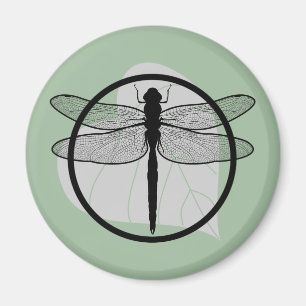 Íman Dragonfly on Leaf Drawing - Willife Circle Series