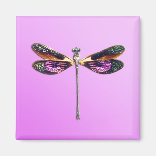 Íman Dragonfly - prata, ouro, roxo e preto (Frente)