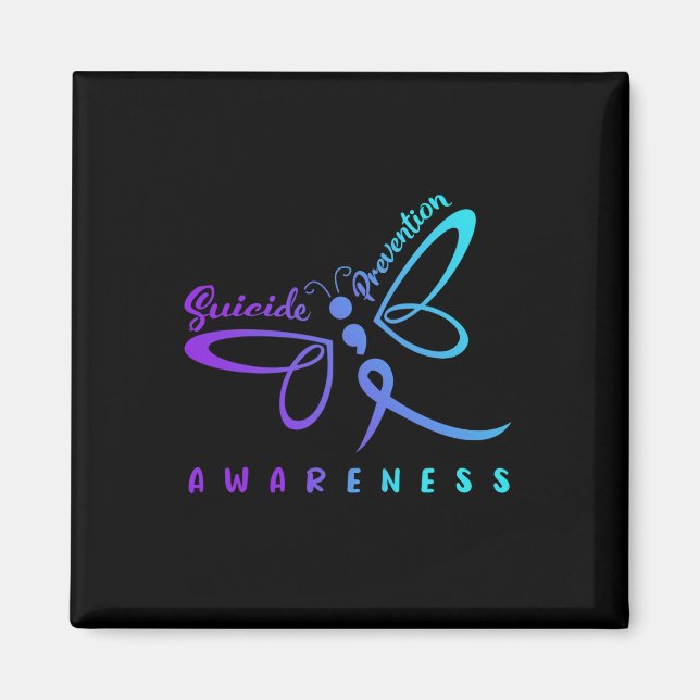 Íman Dragonfly Suicida Prevention Sensibilização Rosa E (Frente)