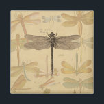 Íman Dragonfly Vintage Desenho Clássico Antiquado<br><div class="desc">Vintage Dragonfly Imagem antiga de uma libélula - Essa doce libélula é uma imagem antiga de uma bela libélula,  desenhada em preto e branco,  com um fundo de libélulas coloridas e macios contra papel antigo.</div>