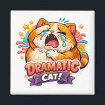 Íman Dramatic Cat Funny Crying Cartoon Art Reaction<br><div class="desc">A funny dramatic cat crying in full cartoon meltdown. This cute expressive design makes a great magnet for cat lovers,  meme fans and anyone who enjoys bold,  emotional cat artwork.</div>