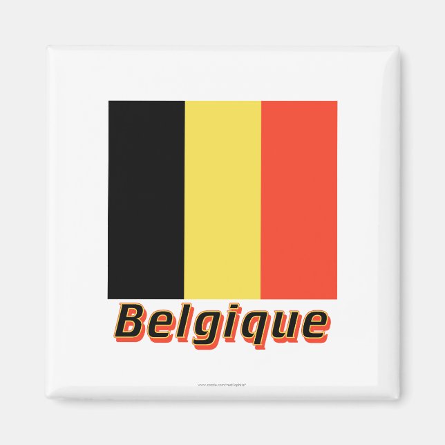 Íman Drapeau Belgique avec le nom en français (Frente)