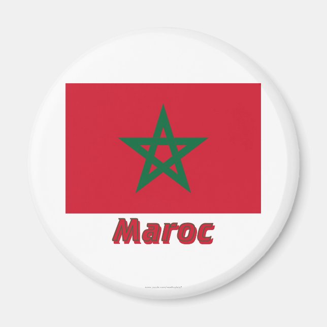 Íman Drapeau Maroc avec le nom en français (Frente)