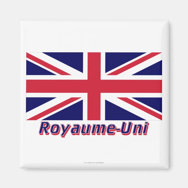 Íman Drapeau Royaume-Uni avec le nom en français (Frente)
