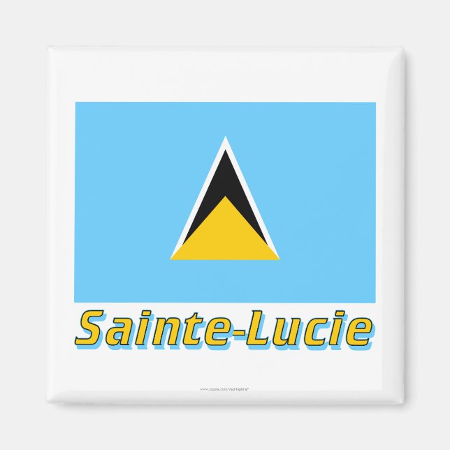Íman Drapeau Sainte-Lucie avec le nom en français (Frente)