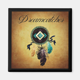 Íman Dreamcatcher em um Dourado Fundo Grunge