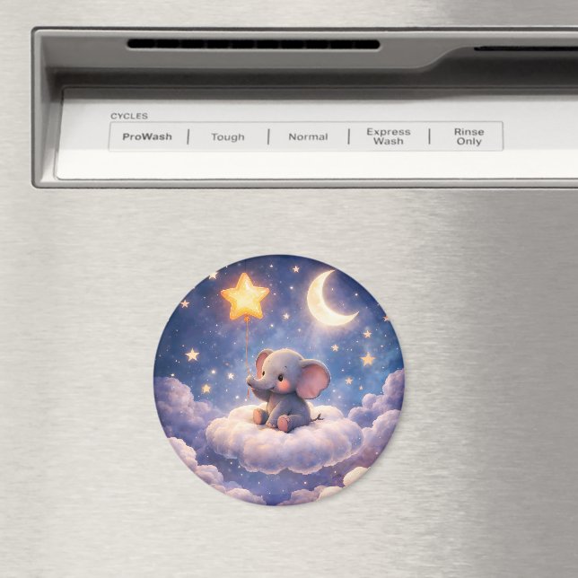 Íman Dreamy elephant and midnight stars round large mag (In Situ (Dishwasher))