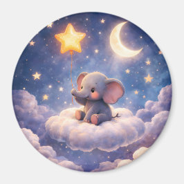 Íman Dreamy elephant and midnight stars round large mag