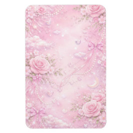 Íman Dreamy Pink Rose Floral Pearls Bows Sparkles