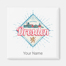 Íman Dresden Alemanha Saxónia Retro Skyline Vintage