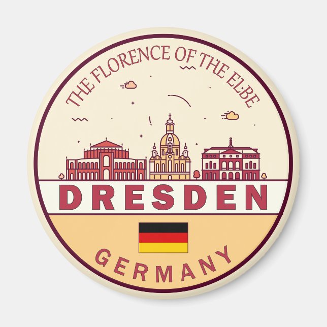 Íman Dresden Germany City Skyline Emblem (Frente)