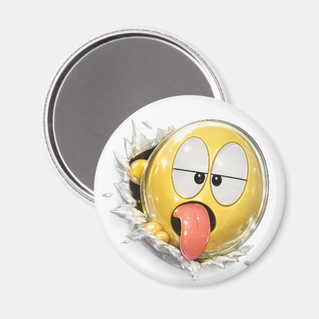 Íman Drolii 3D Emoji Round Magnet (Front/Back)