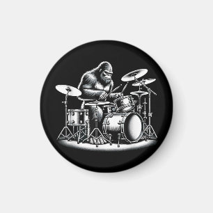 Íman Drummer Bigfoot Sasquatch Tocando Tambores Músico