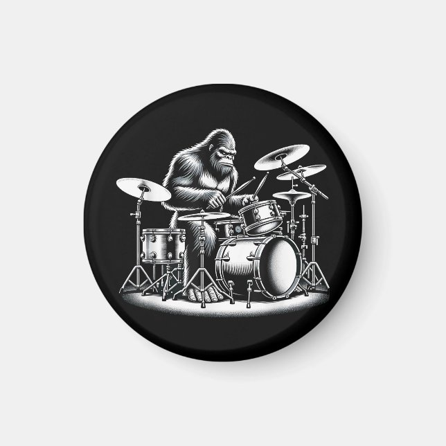 Íman Drummer Bigfoot Sasquatch Tocando Tambores Músico  (Frente)
