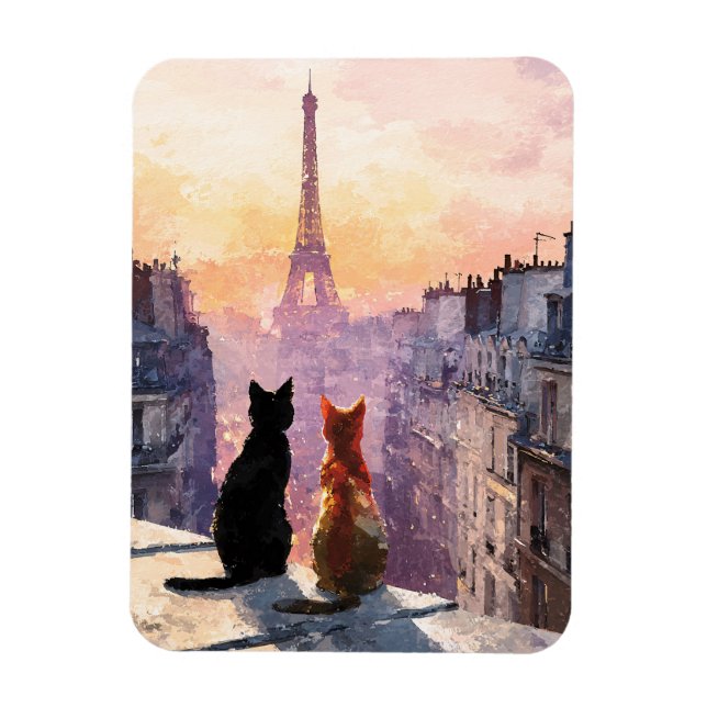 Íman Duas Gatas No Telhado De Paris Flexível (Vertical)