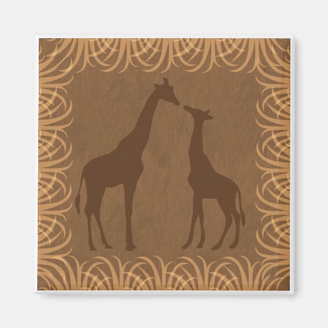 Íman Duas Girafas Silhouettes (Tema Safari) (Frente)