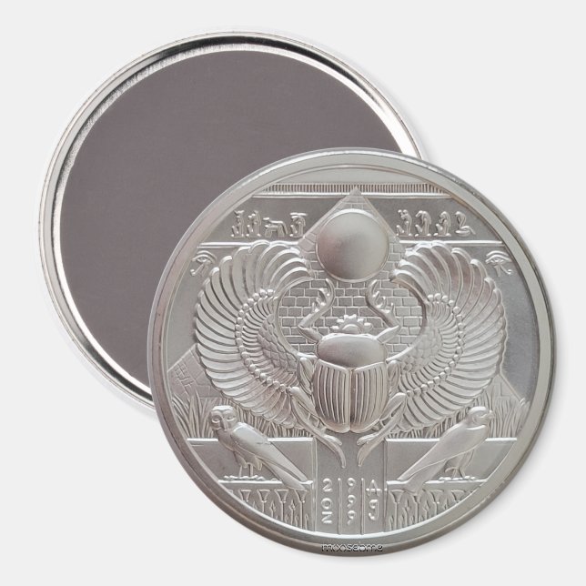 Íman Duas Ounce Silver Scarab Round (Front/Back)