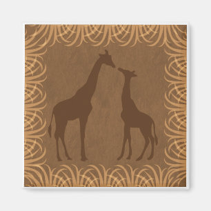 Íman Duas silhuetas do girafa (tema do safari)