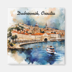 Íman Dubrovnik Estiloso Croácia Pintura Aquarela