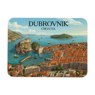 Íman Dubrovnik retrô Croácia Costa Adria Vista panorâmi