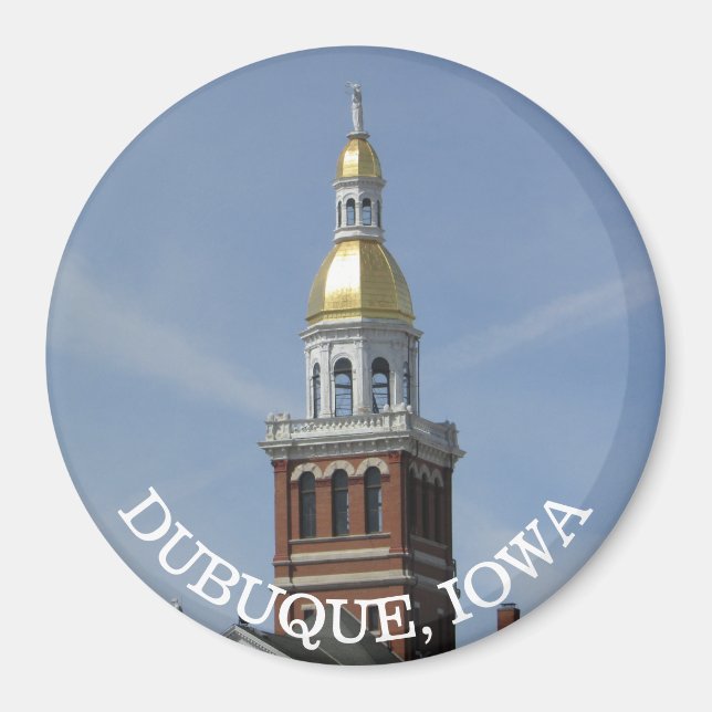 Íman Dubuque. Iowa Souvenir Magnet (Frente)