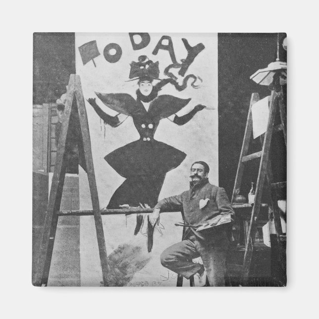Íman Dudley Hardy pintando um poster (Frente)