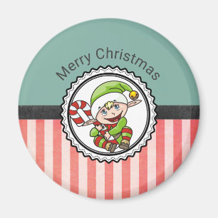 Íman Duende bonito do feriado com Feliz Natal do bastã