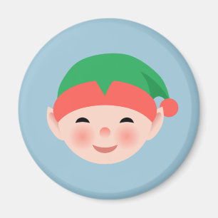 Íman Duende do Natal no chapéu verde na luz - azul