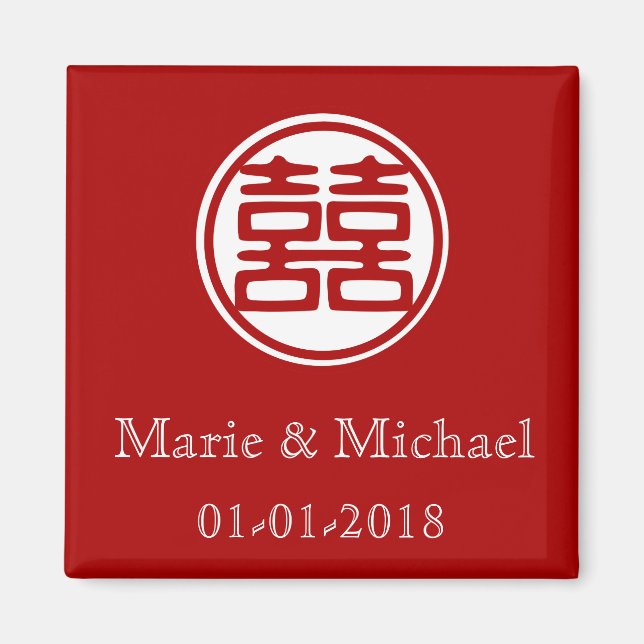 Íman Dupla Felicidade Vermelha Escura - Redonda (Frente)