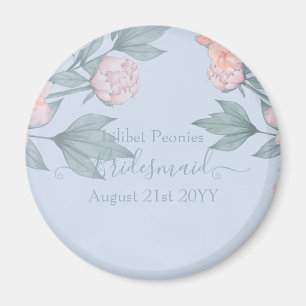 Íman Dusty Blue Peonies Casamento