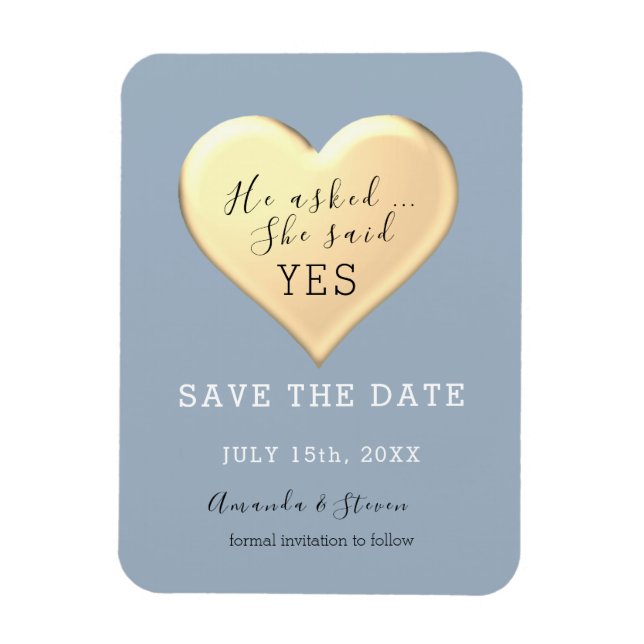 Íman Dusty Blue Weding Save the Date Invitation (Vertical)