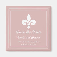 Dusty Rosa Fleur de Lis Imã salve a data