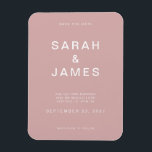 Íman Dusty Rosa Minimalista Moderno Casamento Salve a D<br><div class="desc">Casamento moderno minimalista de Rosa Dusty Salve o ímã de data. Personalize esta opção para salvar o cartão de data com seus detalhes,  mensagem e outras informações.</div>