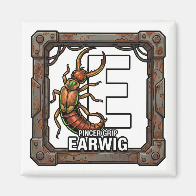 Íman E é para Earwig – Ímã de Aprendizado ABC ao estilo (Frente)