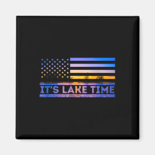 Íman É Hora do Lago Pôr do Sol Bandeira Americana Féria