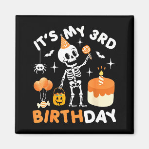 Íman É Meu 3º Aniversário-Esqueleto Divertido de Hallow