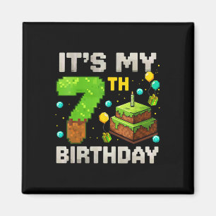 Íman É meu 7º aniversário de gamer pixel menino
