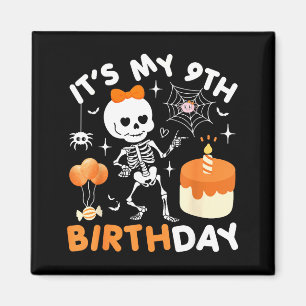 Íman É Meu 9º Aniversário Funny Halloween Esqueleto 9 A
