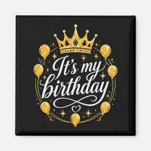 Íman É Meu Aniversário Coroa Dourada Festa de Celebraçã