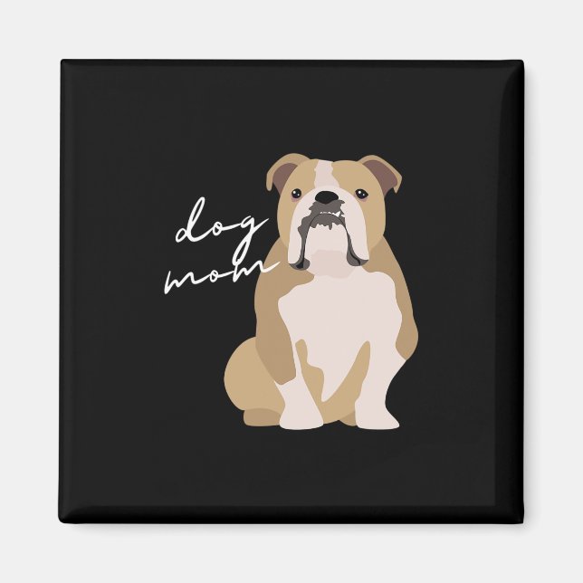 Íman E mulher mãe de cachorro Bulldog Inglês Branco  (Frente)