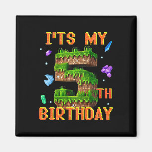 Íman É o Meu 5º Aniversário Festa de Gamer Pixel Menino