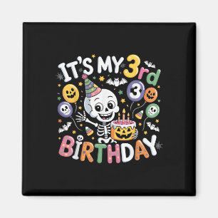 Íman É O Meu aniversário de 3 anos Skeleton Halloween T