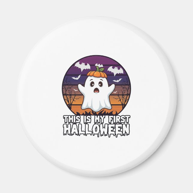 Íman É Primeiro Fantasma de Halloween Abóbora Chapéu Mo (Frente)