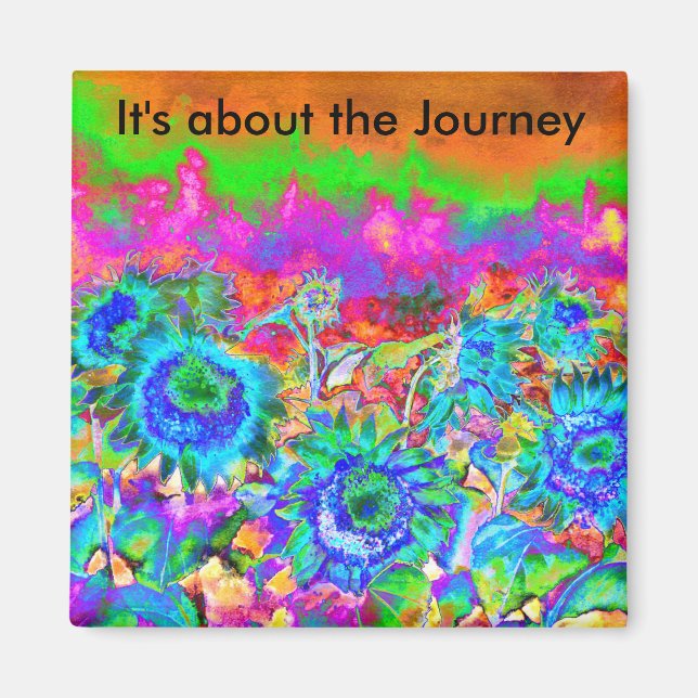 Íman É sobre os Campos de Girassol da Viagem - Azul (Frente)