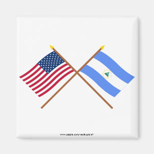 Íman E.U. e bandeiras cruzadas Nicarágua
