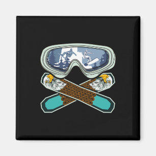 Íman Eagle Snowboarder Snowboard Goggles Retro Snowb